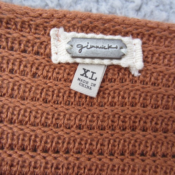 Gimmick by BKE Bodysuit XL Copper Rust Boho Knitted Sweater Cochet Comfy - Picture 9 of 16